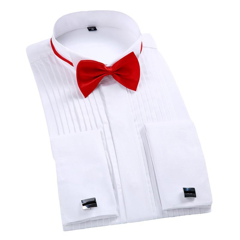 Stylish Wedding Studio Men's Solid Color Collared Shirt