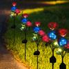 3 Heads Solar Lights Outdoor Decorative Solar Garden Lights Rose Flower Lawn Stake Lamp for Yard Patio Decor with Dragonfly