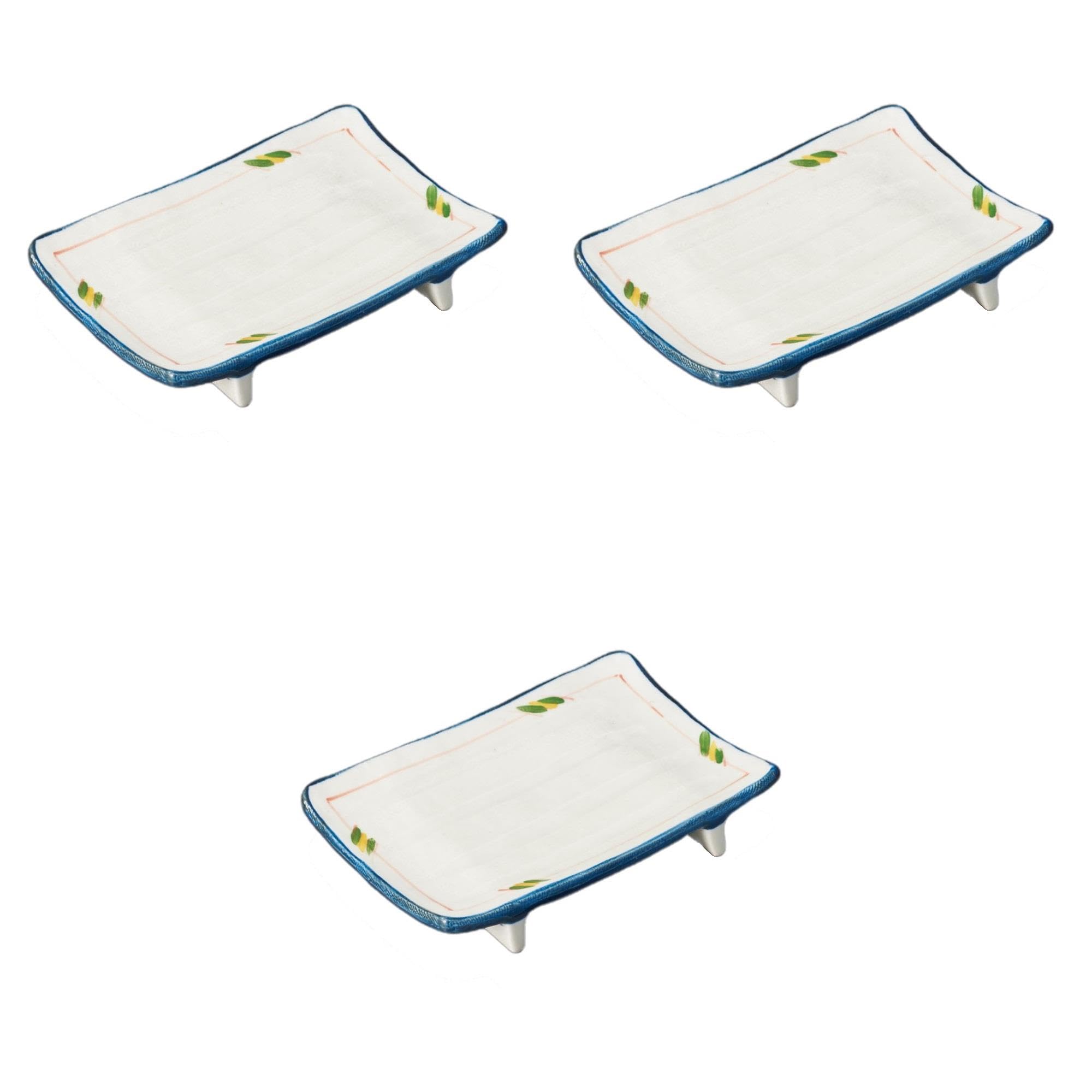 

Set of 3 Yakimono Plates x x Reinforced Ceramic Yakimono Plates by Setomonohonpo Tanzaku-mon (Tanzaku Pattern) [21.5 14.5 3cm]