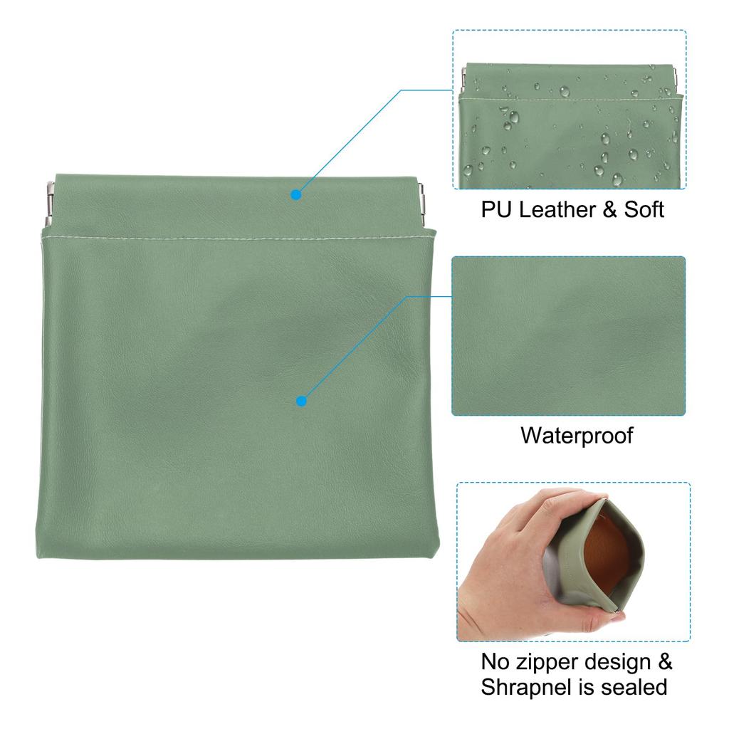 PATIKIL Pocket Cosmetic Set of Waterproof Mini PU Leather Makeup Bags for Travel Toiletry Bag with Coin No Easy to Green Bags, 4, 5x5" Women, Pouch,