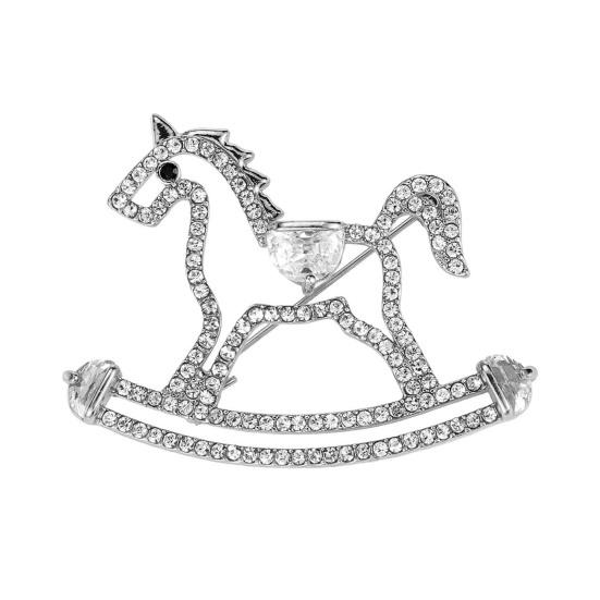 Rhinestone Horse Brooch Sweater Cardigan Coat Business Suit Zodiac Animal Lapel Pin Men Women Fashion Jewelry Clothing Accessories