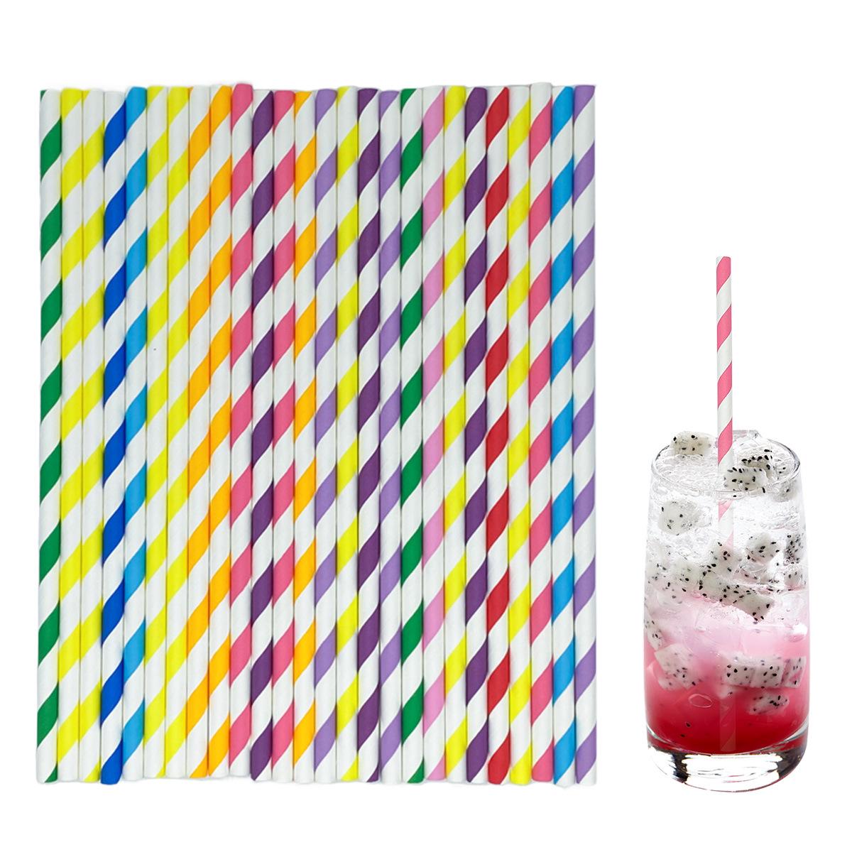Biodegradable Paper Straws - Mixed Stripes Series, 200 Count