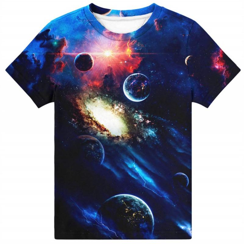 T-shirt une pièce pour enfants, motif ciel étoilé, pour garçons de 9 à 12 ans, à la mode, motif cosmique 3D, pour l'été
