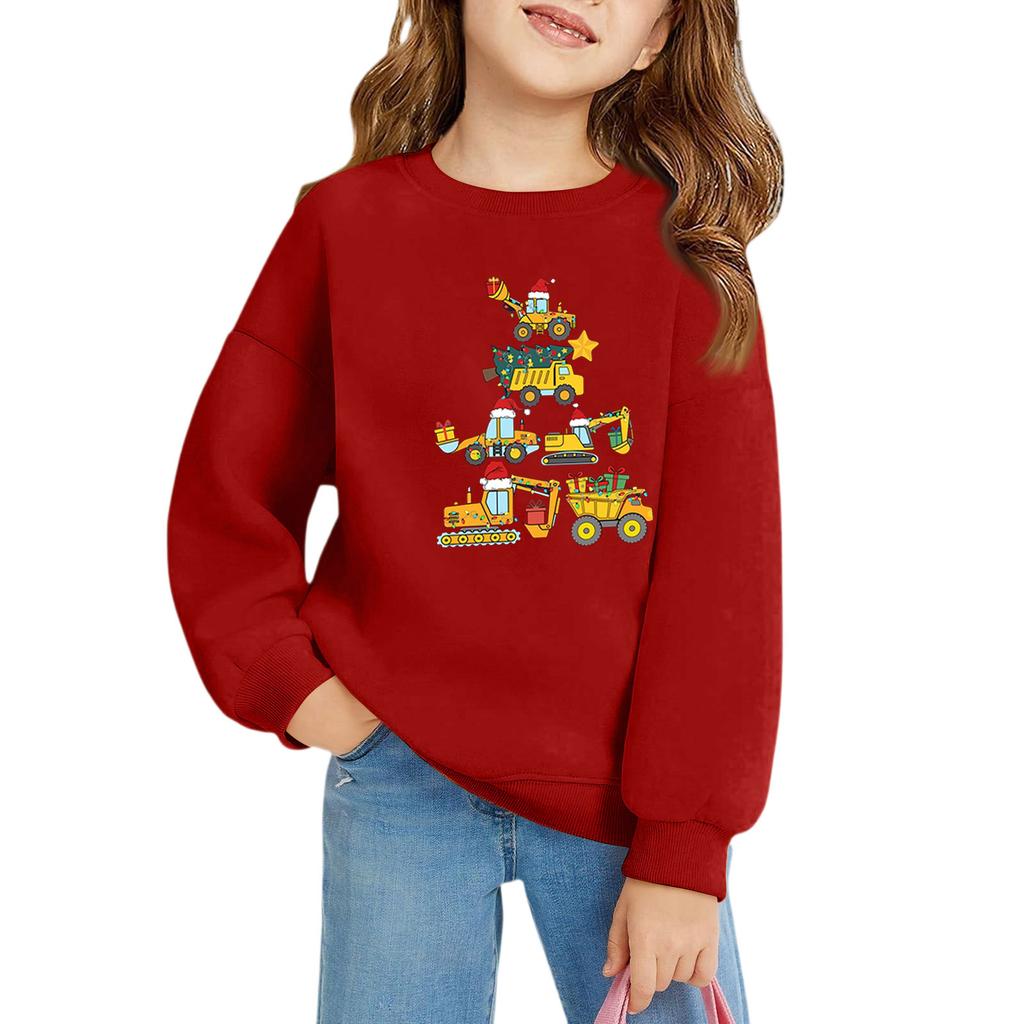 Vánoční den Dívčí pulovry s kulatým výstřihem pro děti Potištěné dětské topy