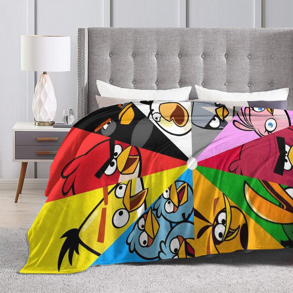 Coperta in Peluche Cartoon Angry Birds A-A per Bambine e Bambini Coperta Plaid in Flanella Morbida Qualità Personalizzata Copriletto Idea Regalo
