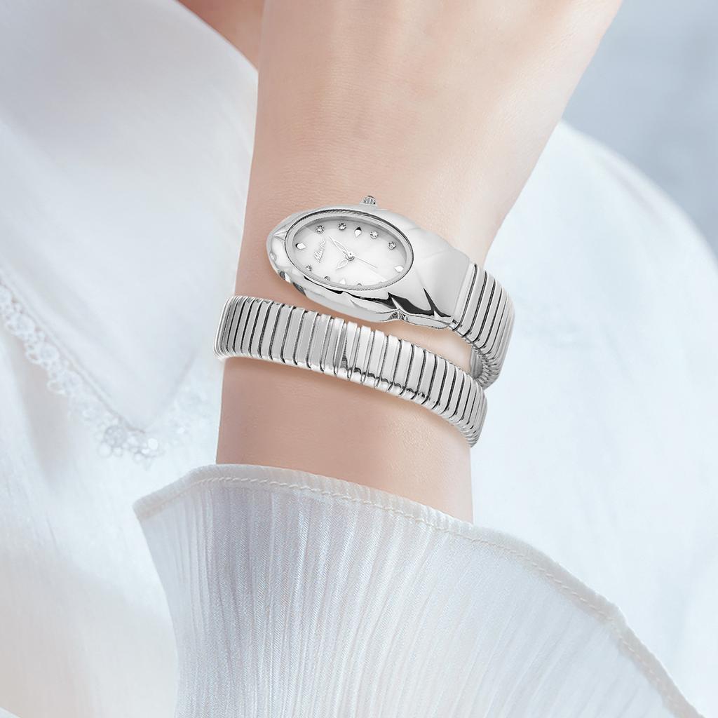 MISSFOX Women Snake Watch Bracelet Stainless Steel Fashion Gold Ladies Watches Clock Luxury Ladies Wristwatches Waterproof Watches