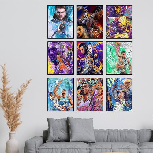 Bigwig Print Basketball Posters - Basketball Posters for Boys' Bedroom, NBA Art for Boys' Rooms, Sports Wall Decor, Kobe Bryant, LeBron James, Steph C