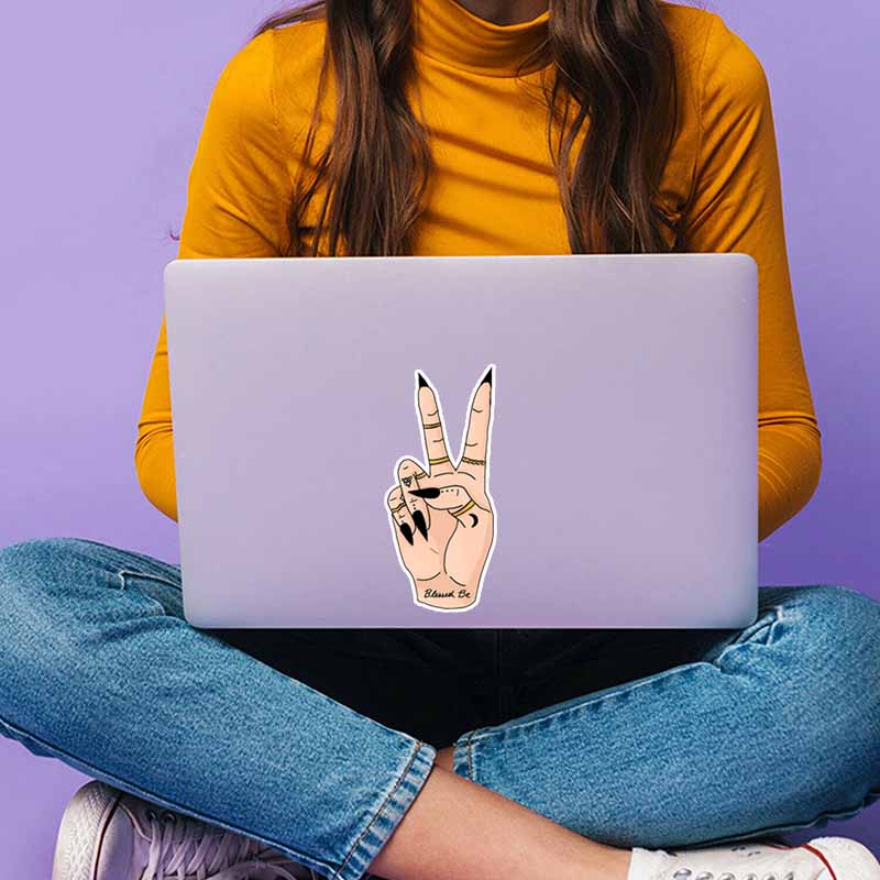 JT113#8x18cm Glossy Witchy Peace Sign Decal Durable & Perfect for Vehicles, Laptops & Smooth Surfaces – Personalize with Magic