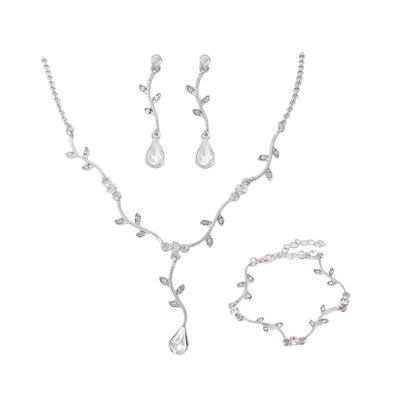 Ensemble collier et boucles d'oreilles feuille goutte d'eau personnalisé de niche