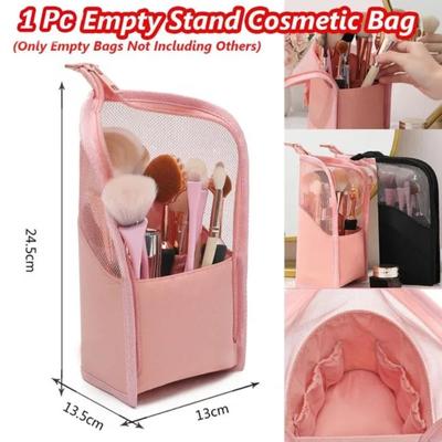 1 ks přenosný stojánek Prázdná kosmetická taška Cestovní toaletní taška Taška se zipem Organizér na štětce na make-up(Pouze prázdné sáčky, nic jiného)