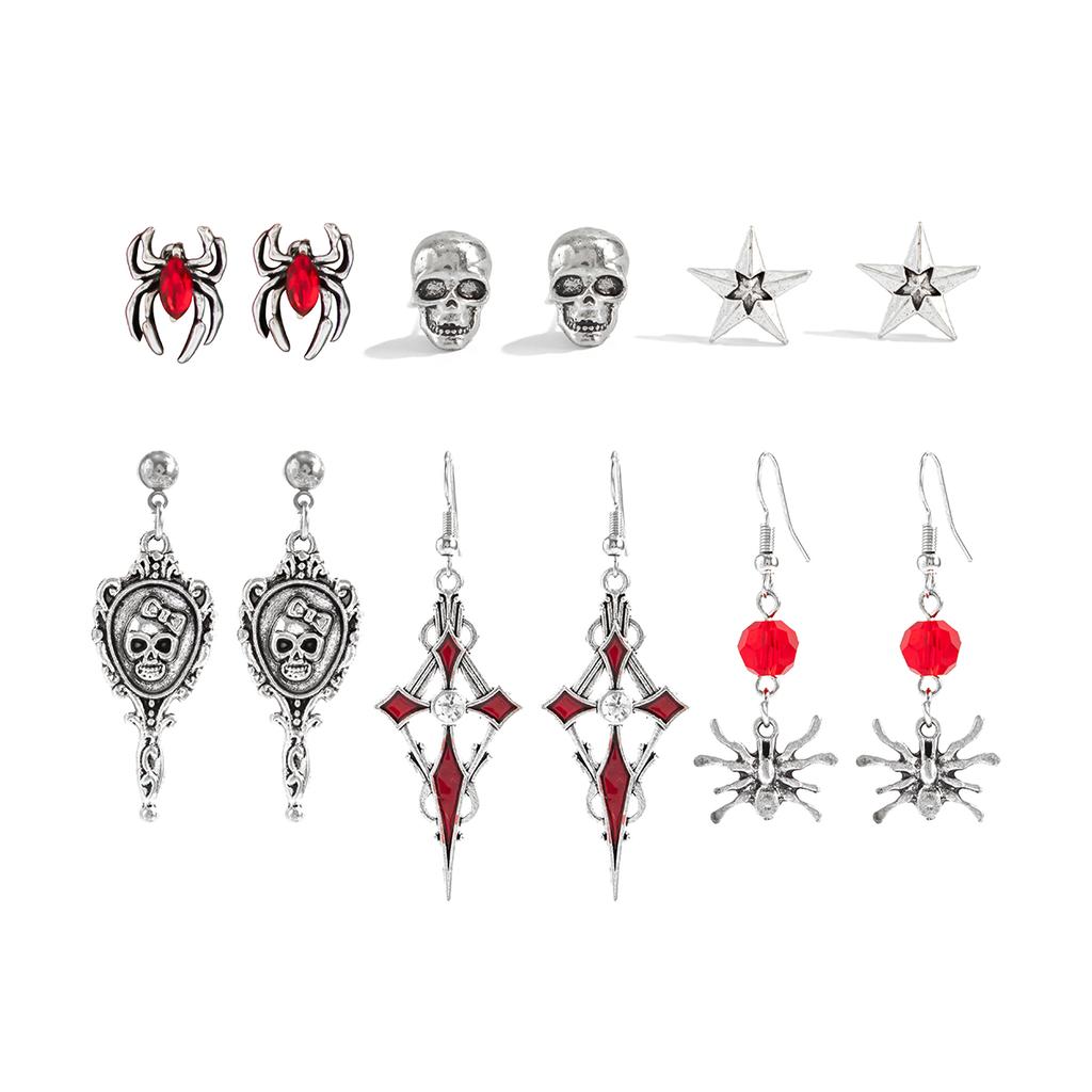 New Popular Halloween Skeleton Bat Earrings with Gothic Style Earrings Design Goth Cross Rose Piercing Earrings Jewelry Earrings