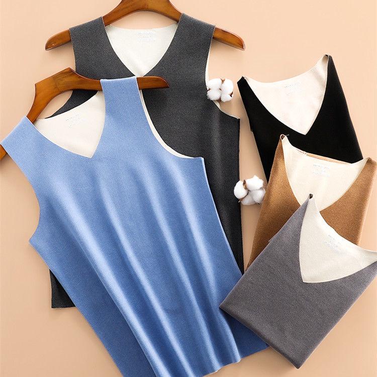 Męski bezszwowy dwustronny aksamitny ciepły bezrękawnik z drapanym spodem.