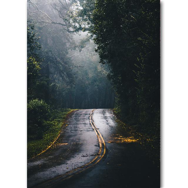 Vertical Board Beautiful Forest Scenery Modern Photo Painting Highway Winding Lines Wall Stickers HD Printing Art Decoration