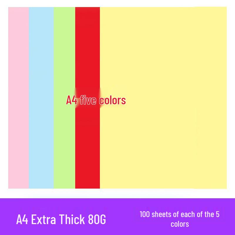 200 Sheets A4 Colored Printing Paper - Mixed Colors (Pink, Red, Yellow) for DIY and Crafts