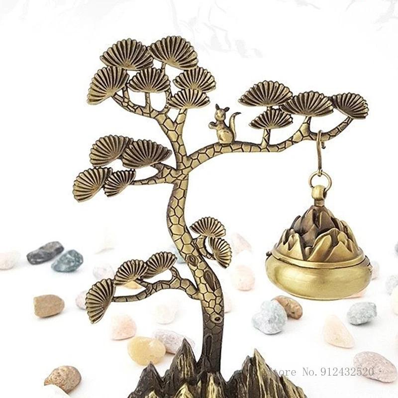 Alloy Welcome Pine Shaped Hanging Incense Burners, Retro Home Indoor Tea Room Crafts Decorations, Small Aromatherapy Burner, 1Pc