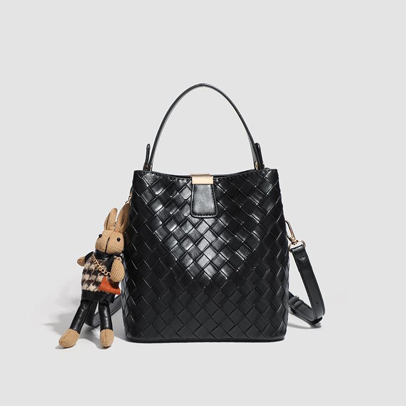 IELGY Ladies Messenger Bag All-Match Black Portable Bucket Bag