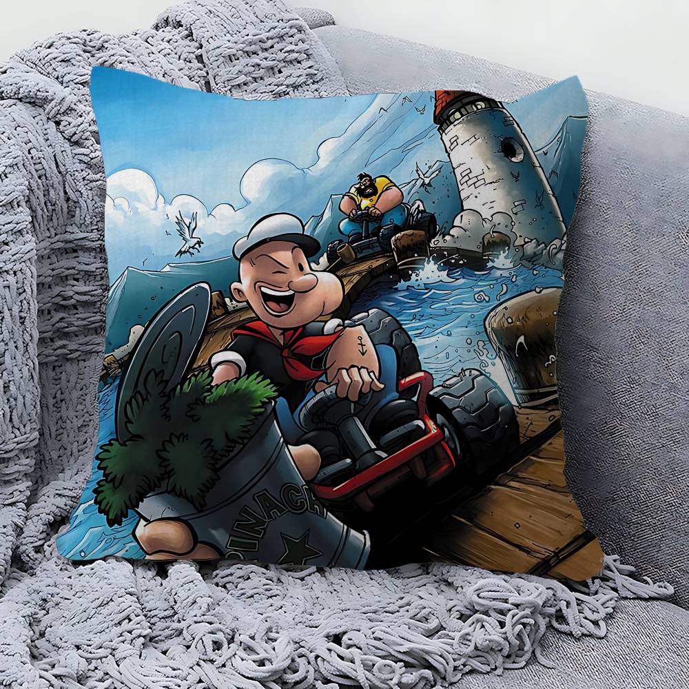P-PopeyeS The S-Sailor cartoon Pillow Covers Cartoon Sofa Decorative Home Double-sided Printing Short Plush Cute Cushion Cover