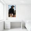 Sexy Woman with Tassels & Horse Outdoor Vintage Tin Sign - Cowboy Hat Denim Jacket Olive Trees Blue Statue Wall Decor for Bar Ho