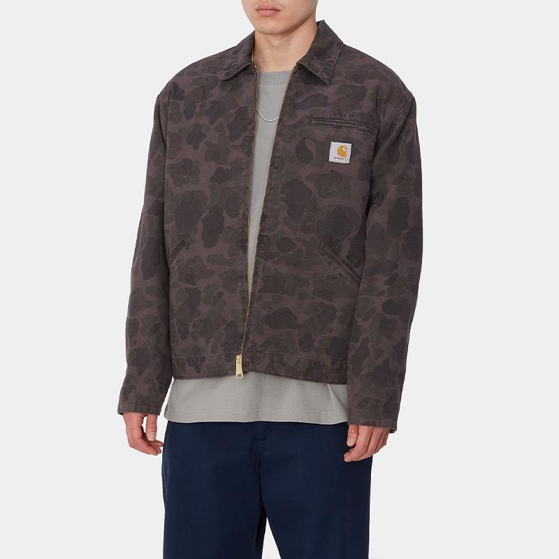 Carhartt WIP FW24 Duck Detroit Jacket Classic Zipper Chest Pocket Square Label Long Sleeve Detroit Jacket Men Jackets Brown I034281-2MR-GD