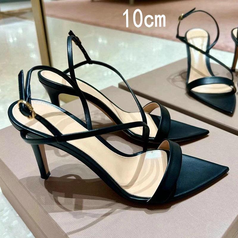 Fashion Black Pointed-Toe Stiletto High Heels For Women, 2025 Summer New Style Cross-Strap Sexy And Elegant Open-Toe One-Shoulder Buckle
