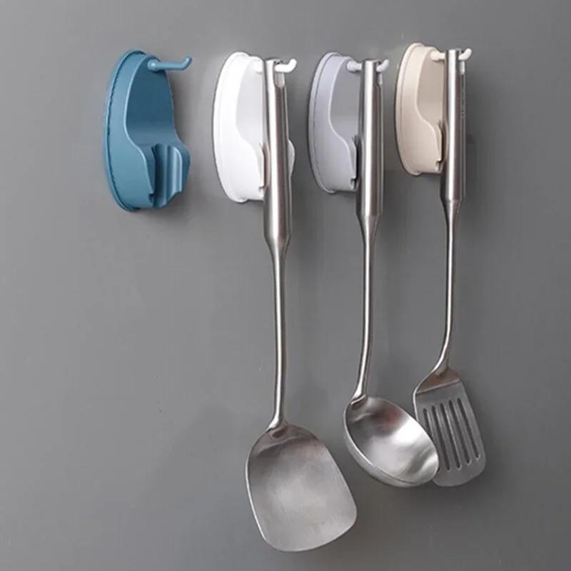 Rotatable Multifunction Bathroom Kitchen Towel Rag Hook Wall-mounted Paste Spatula Spoon Hook Bag Hanger Space Saving Organizer