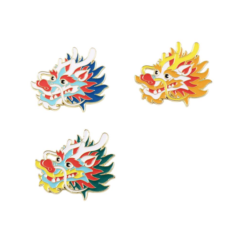 Dragon Head Dragon Year Brooch Dragon Year Cartoon Pin Brooch Shirt Pin Dragon Head Brooch  Clothes