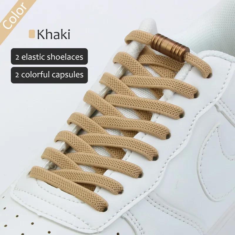 No Tie Elastic Shoelaces with Secure Metal Lock, Lazy Speed Laces for Adult Running Sneakers Sports Shoes