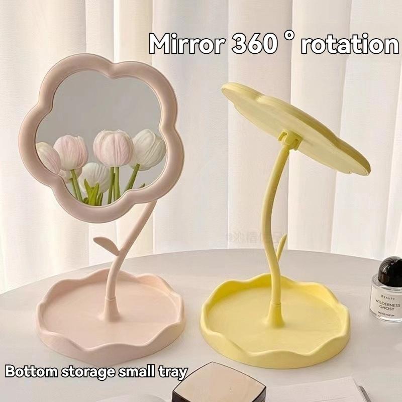 360 ° Rotatable Floral Mirror for Office,dormitory | Sunflower Makeup Dressing Mirror, High-end Style, Bedroom Home Decoration