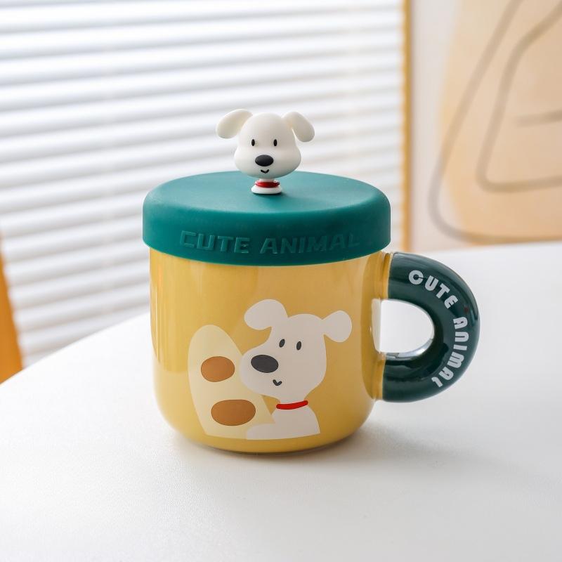 Creative Cartoon Mug Ceramic Cup Water Cup with Lid Cute Coffee Cup Children Water Cup Gift Birthday Gift