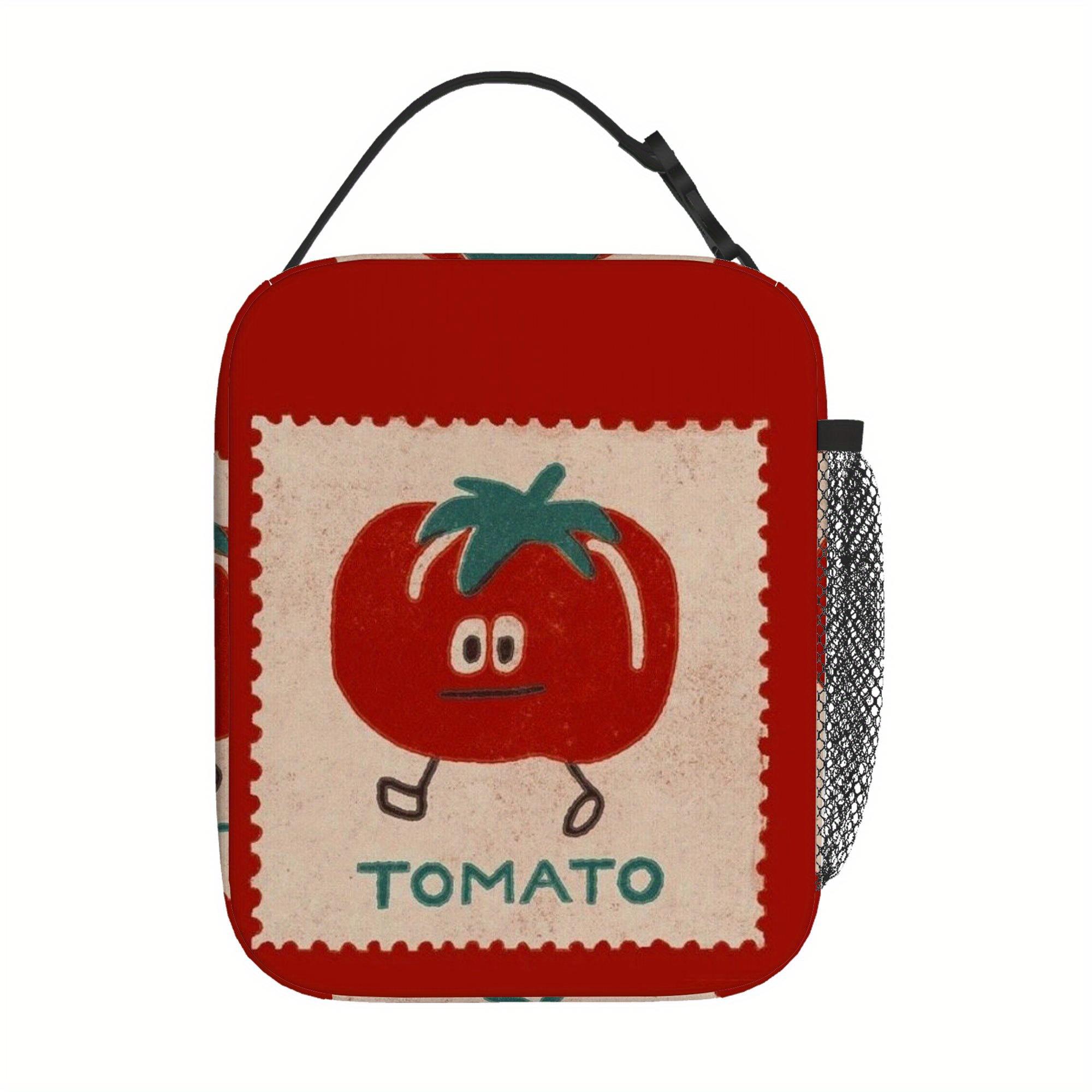 1pc Thermal Insulated Bag with Cute Tomato - Red Background, Non-Food Contact Thermal Insulation for Lunch One Size