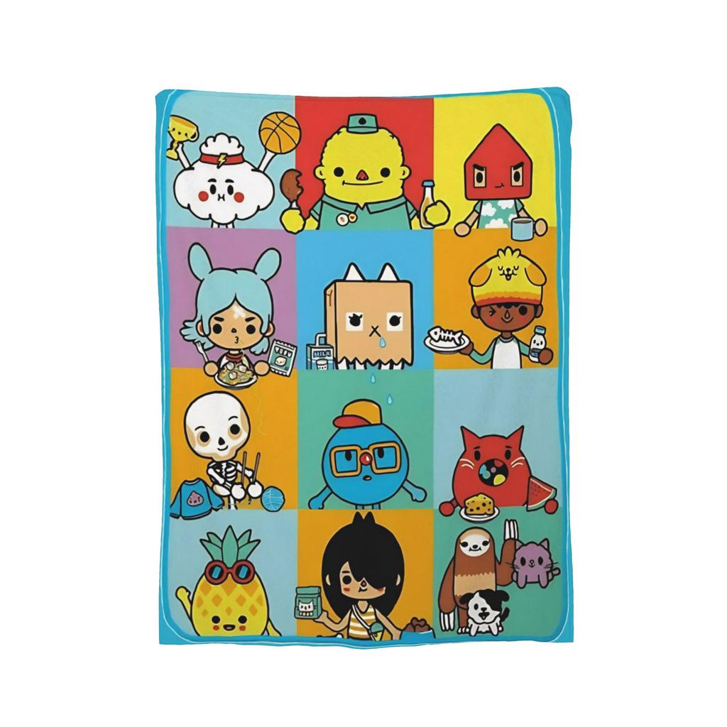 Toca Boca World Strickdecke Fleece Cartoon Spiele Super Weiche Überwurfdecken für Zuhause Couch Bett Teppich