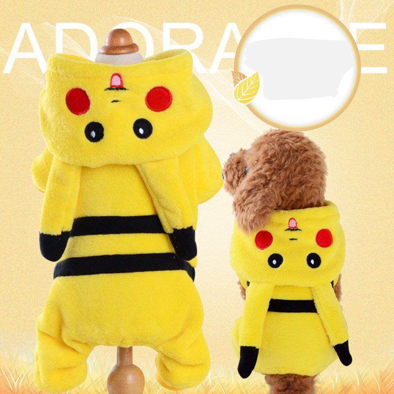 Roztomilý kostým pro mazlíčky Pokémon Go s designem Pikachu s kapucí pro psy a kočky