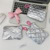 Quilted Silver Storage Pouches Fashionable and Practical PU Materials Bags for Everyday Use Portable Designs for Women Dropship