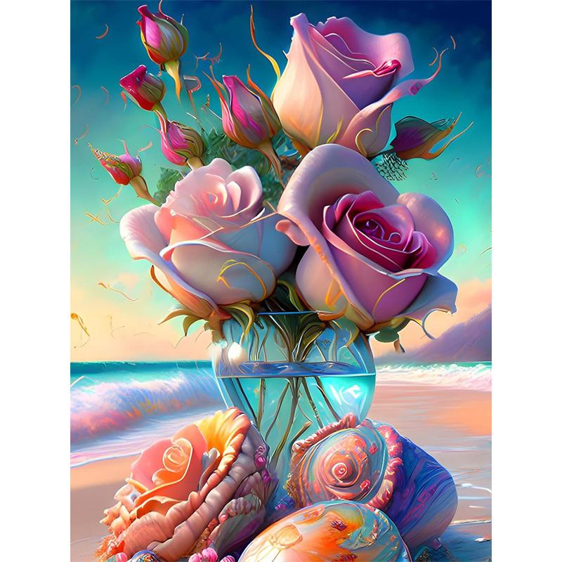 

Momoart DIY Алмазная вышивка Роза Картина Цветок ромашки Картина Стразы Мозаика Подсолнух Декор для дома Round 30x40cm