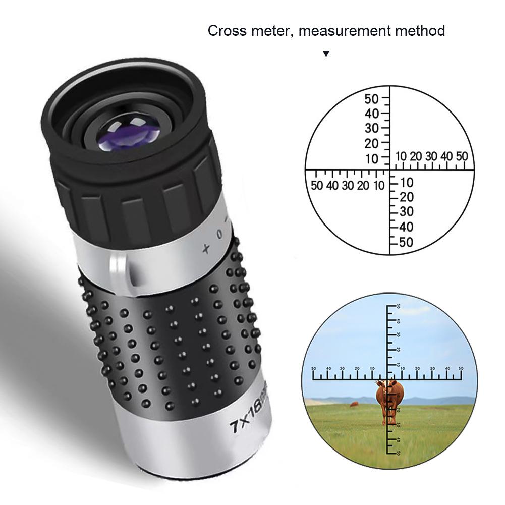 7×18 Mini Bärbart Monokulärt Teleskop Med Skalplatta Högförstorande Avståndsmätare Kikarsikte