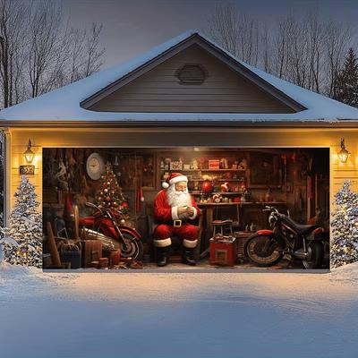 2D Charming Santa's Garage Christmas Tapestry Modern Room Wall Decor