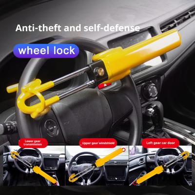 Twin Bar Car Steering Wheel Lock High Visibility Adjustable Universal