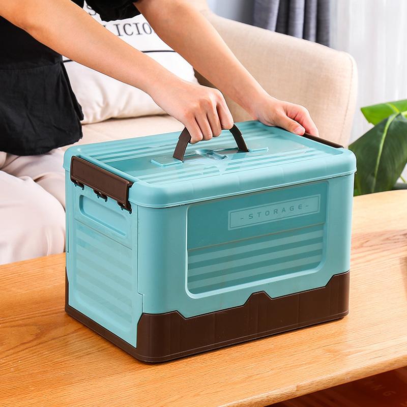 Youjialiangpin Plastic Folding Storage Box, Car Organizer, 12L, Mint Blue, 1 Piece