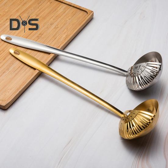 Stainless Steel Skimmer Spoon for Frying Cooking 2 In 1 Slotted Spoon Long Handle Colander Strainer Scoop for Hotpot Pasta Noodles