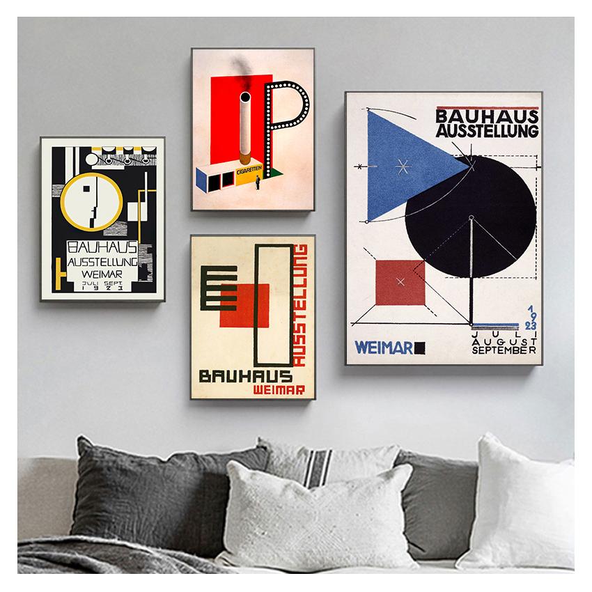 1923 Weimer Exhibition Abstract Artwork Modern Art Wall Art Canvas Painting Silk Poster Home G689 Art Decor Bauhaus Ausstellung