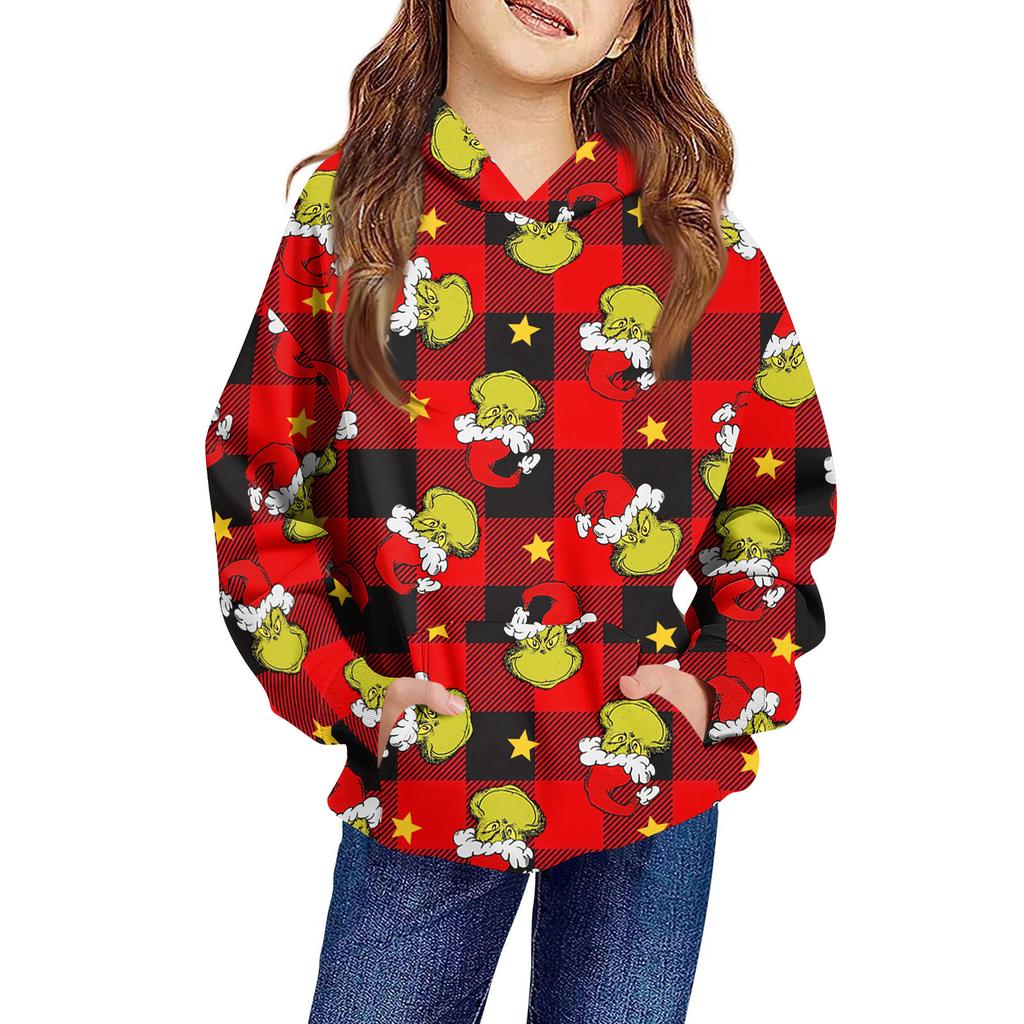 Children's Long-sleeved Loose-fitting Pullover Hoodie With Drawstring And Solid Color
