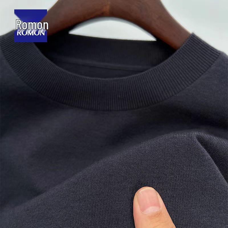 Romon Men's Wool Blend Crew Neck Sweater - Pure Color Long Sleeve Knitwear for Spring & Autumn