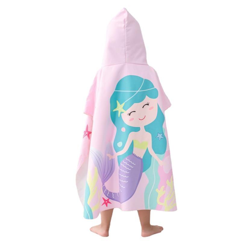 Children's beach towel with cartoon swimming hood cape water-absorbing cape bath towel