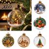 Decorative Props for Holiday Gatherings Christmas 3D Faux Crystal Ball Hanging Ornaments with Warm LED Miniature Winter Scene Decor Lights,