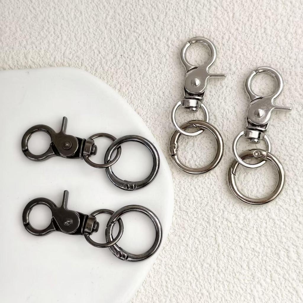 Electroplated Zinc Alloy Spring Buckle Keychain - DIY Openable Round Ring Accessory