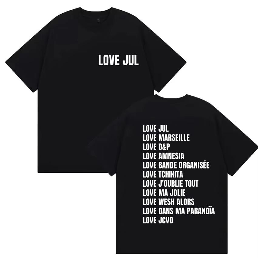 

Love Jul France Rapper 2025 Album Print T Shirt Men Women Vintage Fashion Short Sleeve Tshirts Casual Oversized Cotton Tshirt S