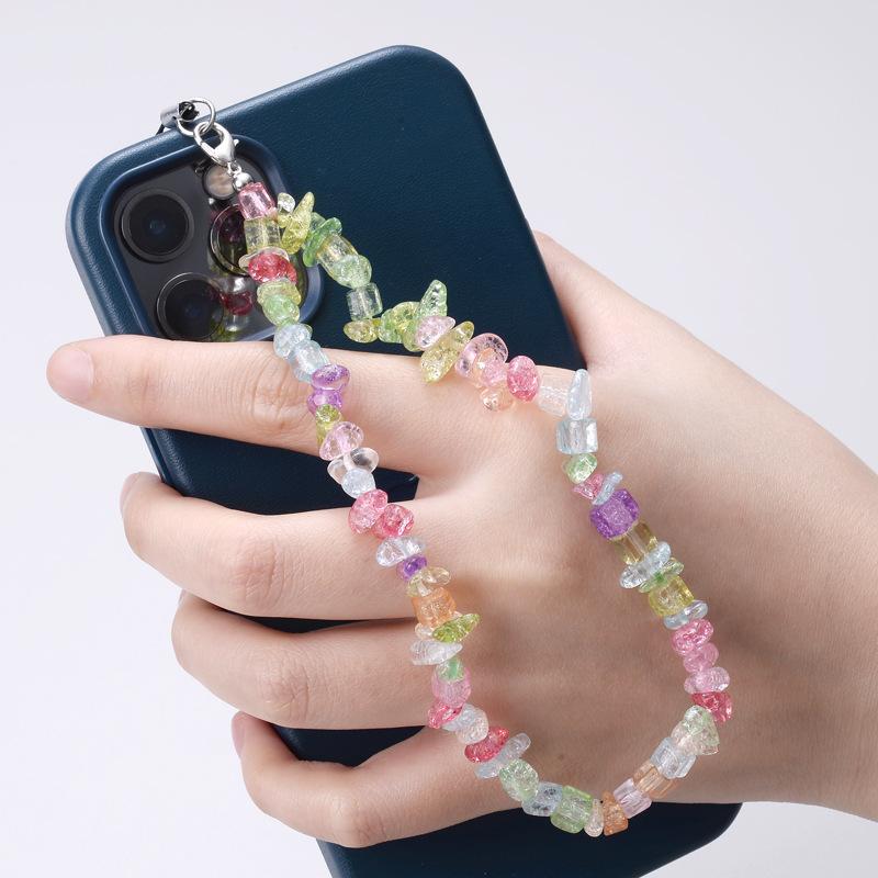 Creative Gravel Stone Mobile Phone Chain Women Girls Natural Bead Anti-Lost Fashion Jewelry Cellphone Strap Lanyard Hanging