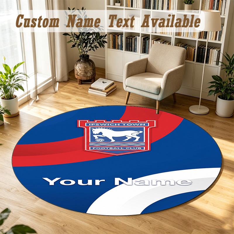 Round Rug Custom NameIpswich Town Pattern Non Slip Carpet Home Floor Decor