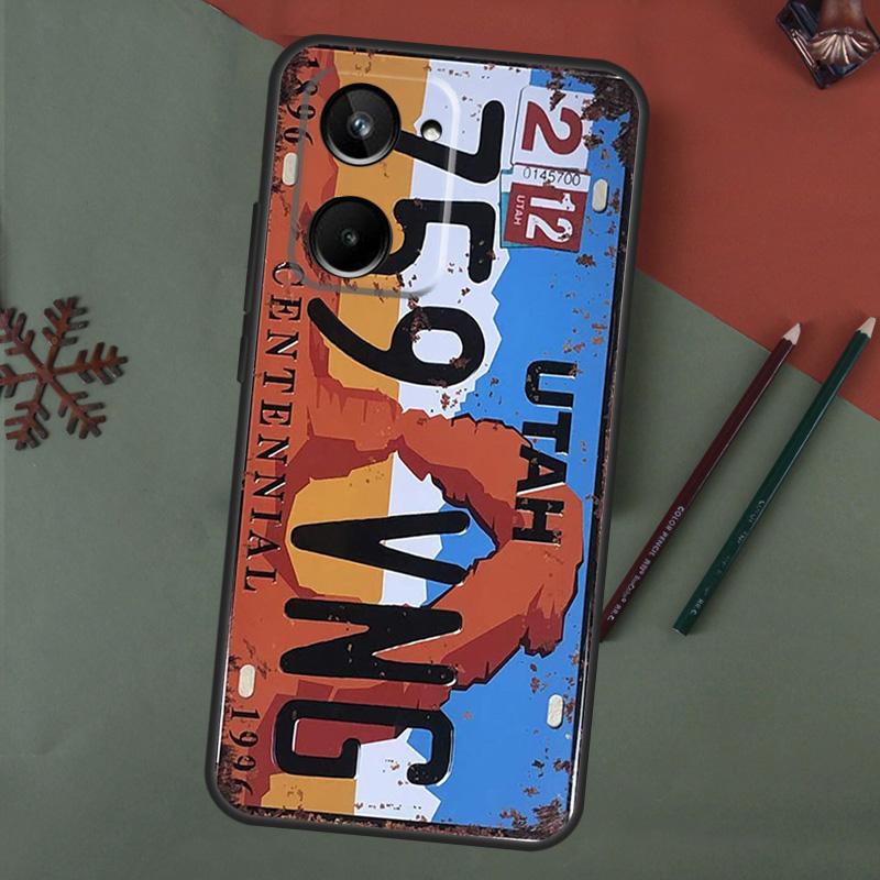

Retro Vintage License Case For Realme C75 C65 C67 C71 C63 C61 C55 C51 C53 C35 11 12 13 14 15 Pro Plus GT6 GT7 Pro Realme C67 4G