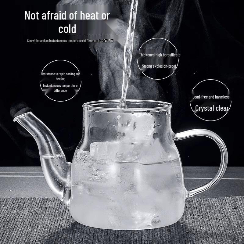 Thickened Glass Household Teapot with Tea and Water Separation Filter
